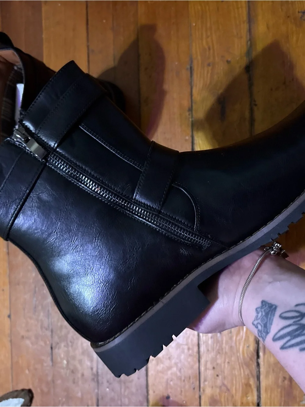 Men's Black Leather Buckle Ankle Boots